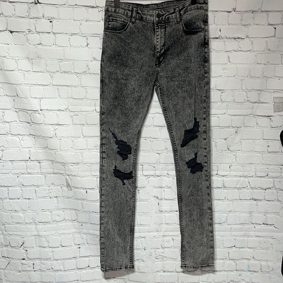 ASOS Black Distressed Acid Washed Jean Waist - Picture 3 of 16
